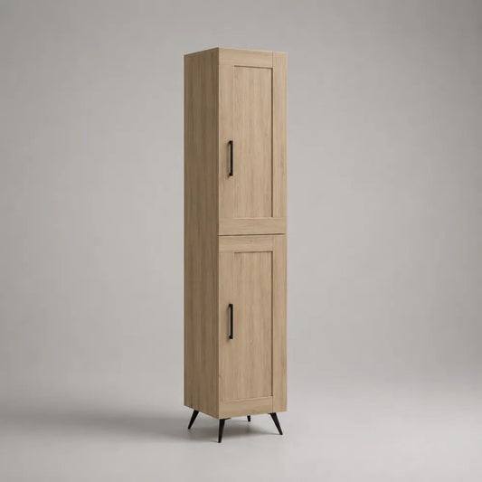 Mobile dispensa alto a 2 ante in truciolare melaminico, rovere naturale e nero, 40 × 35 × 180 cm