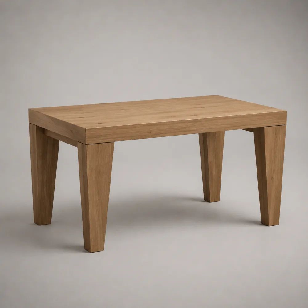 Tavolo da pranzo rettangolare in rovere massello marrone naturale, 120 x 80 x 75 cm