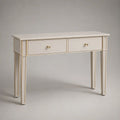 Consolle rettangolare in MDF e acciaio con 2 cassetti, bianco e oro, 100 x 35 x 80 cm