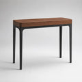 Consolle rettangolare in MDF impiallacciato noce e acciaio nero, 100 x 35 x 80 cm